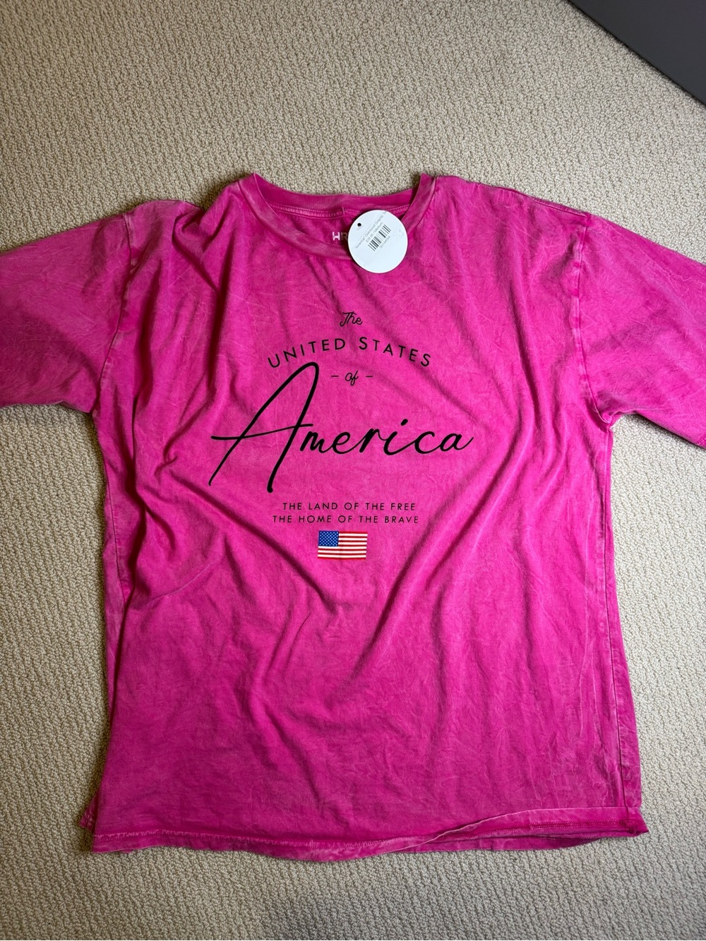Pink 'America' Graphic Tee for Women’s Medium Oversized